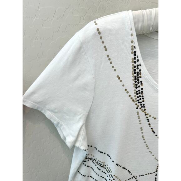 ZENERGY BY CHICO’S | White Embellished Short Sleeve Tee Shirt | Size 2 Large - Picture 3 of 8